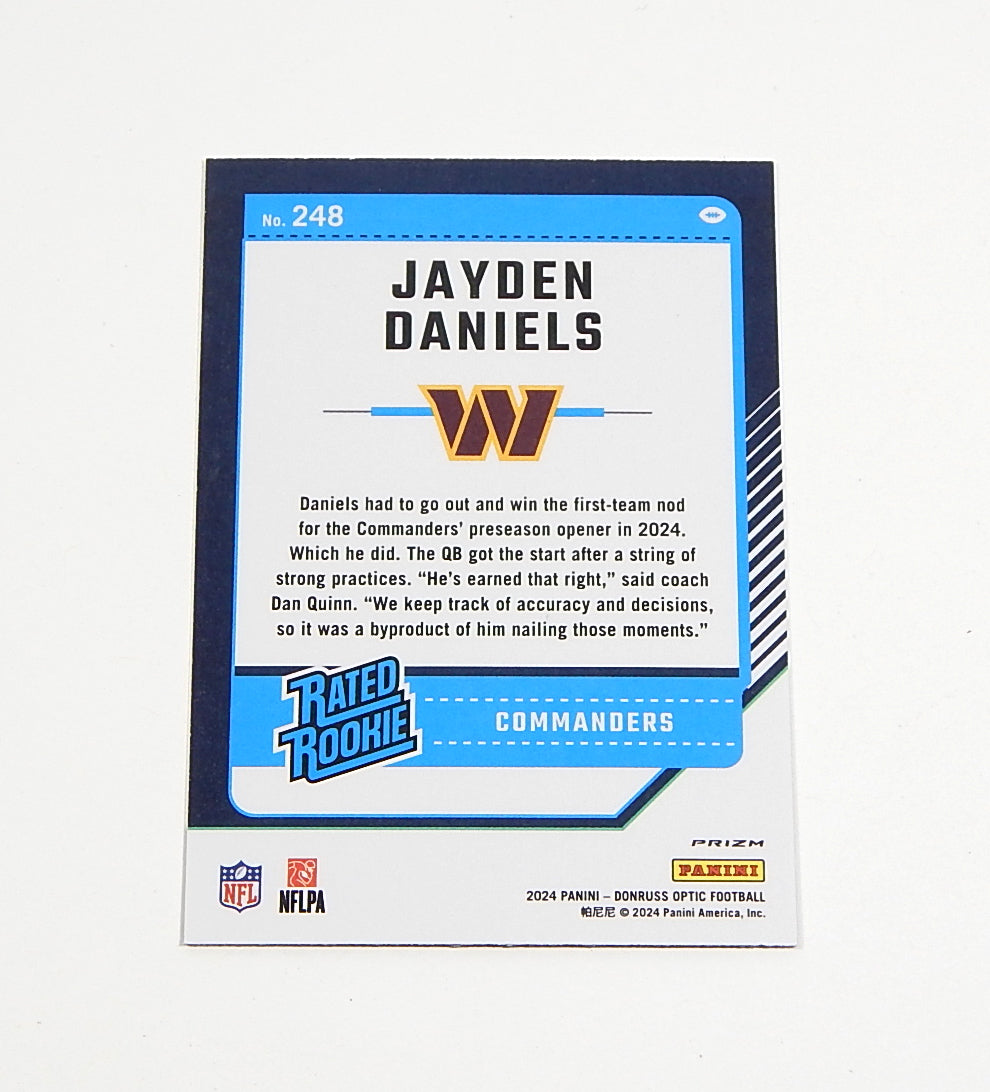 2024 Donruss Optic Rated Rookie Blue Hyper Prizm Jayden Daniels RC #248 Pic2