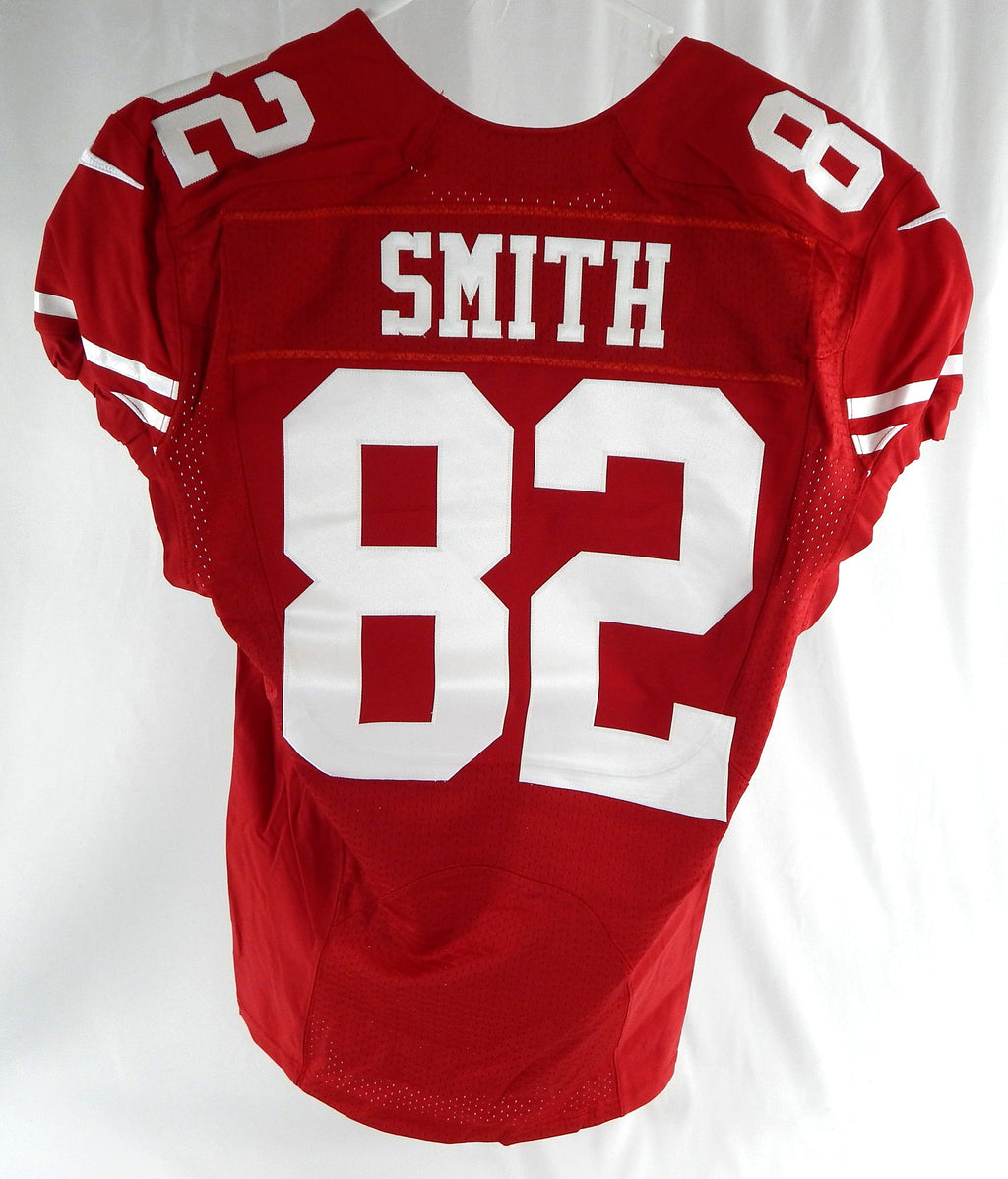 2016 San Francisco 49ers Torrey Smith #82 Game Issued Red Jersey 70th Patch 40 7 Pic2