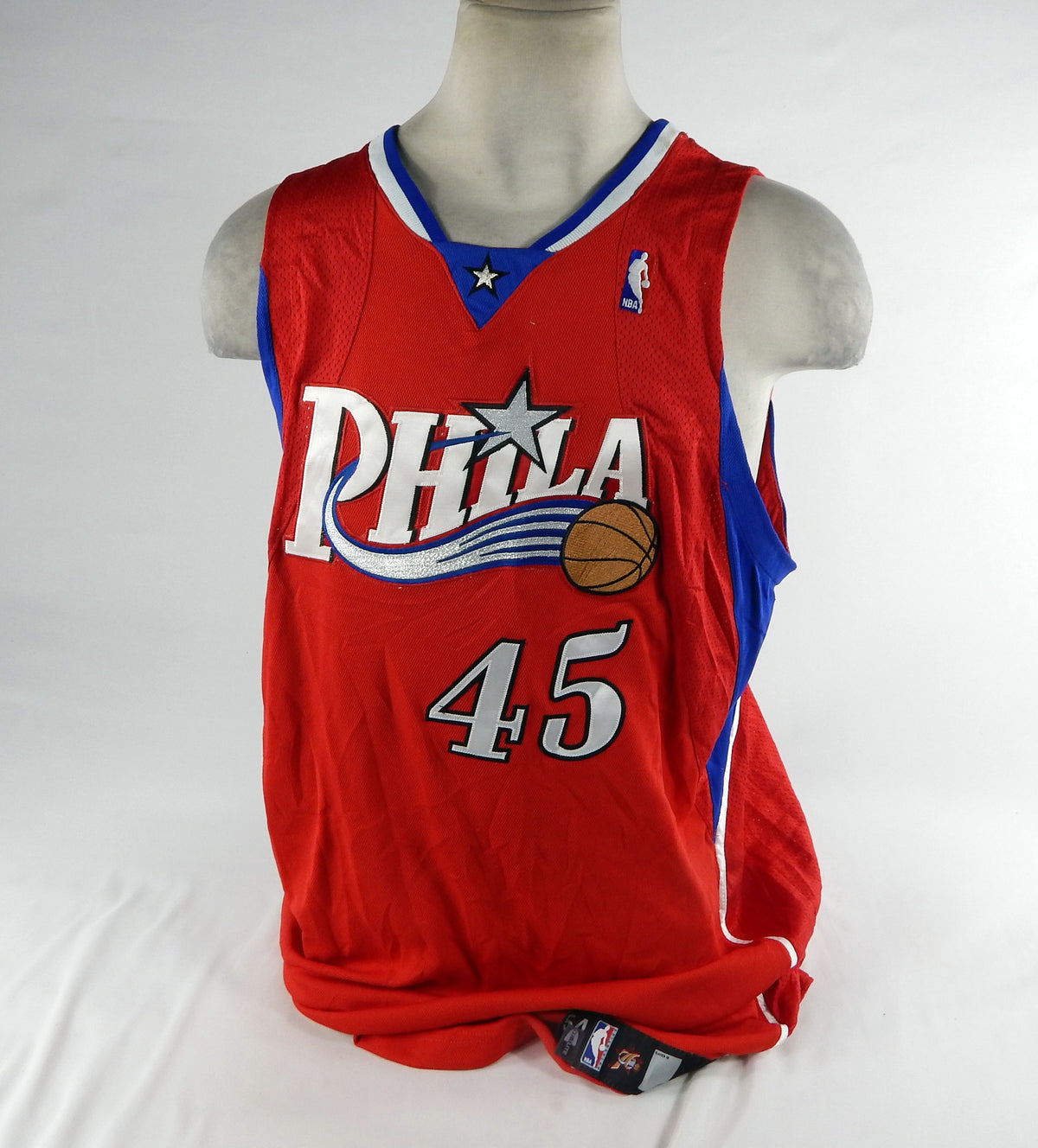 2006-07 Philadelphia 76ers Steven Hunter #45 Game Issued Red Jersey 54+4 DP72066 Pic2