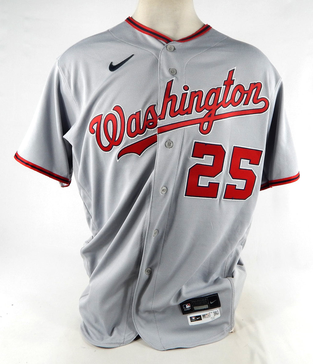 2021 Washington Nationals Yasmany Tomas #25 Game Issued Grey Jersey 48 847 Pic2