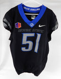 2023 Boise State Broncos #51 Game Used Black Jersey Football NP Rem 42 891