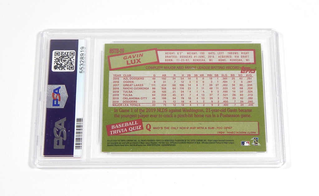 2020 Topps Update '85 35th Anniversary Blue Gavin Lux RC #85TB19 Rookie PSA 10 Pic2
