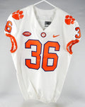 2018-22 Clemson Tigers #36 Game Used White Jersey Nameplate Removed 42 645