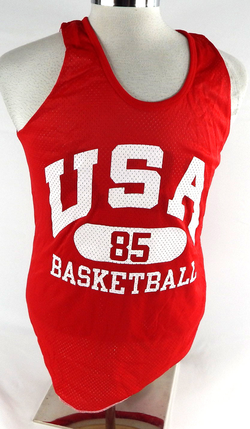 1990s Team USA Basketball #85 Game Issued Red Practice Jersey M 862