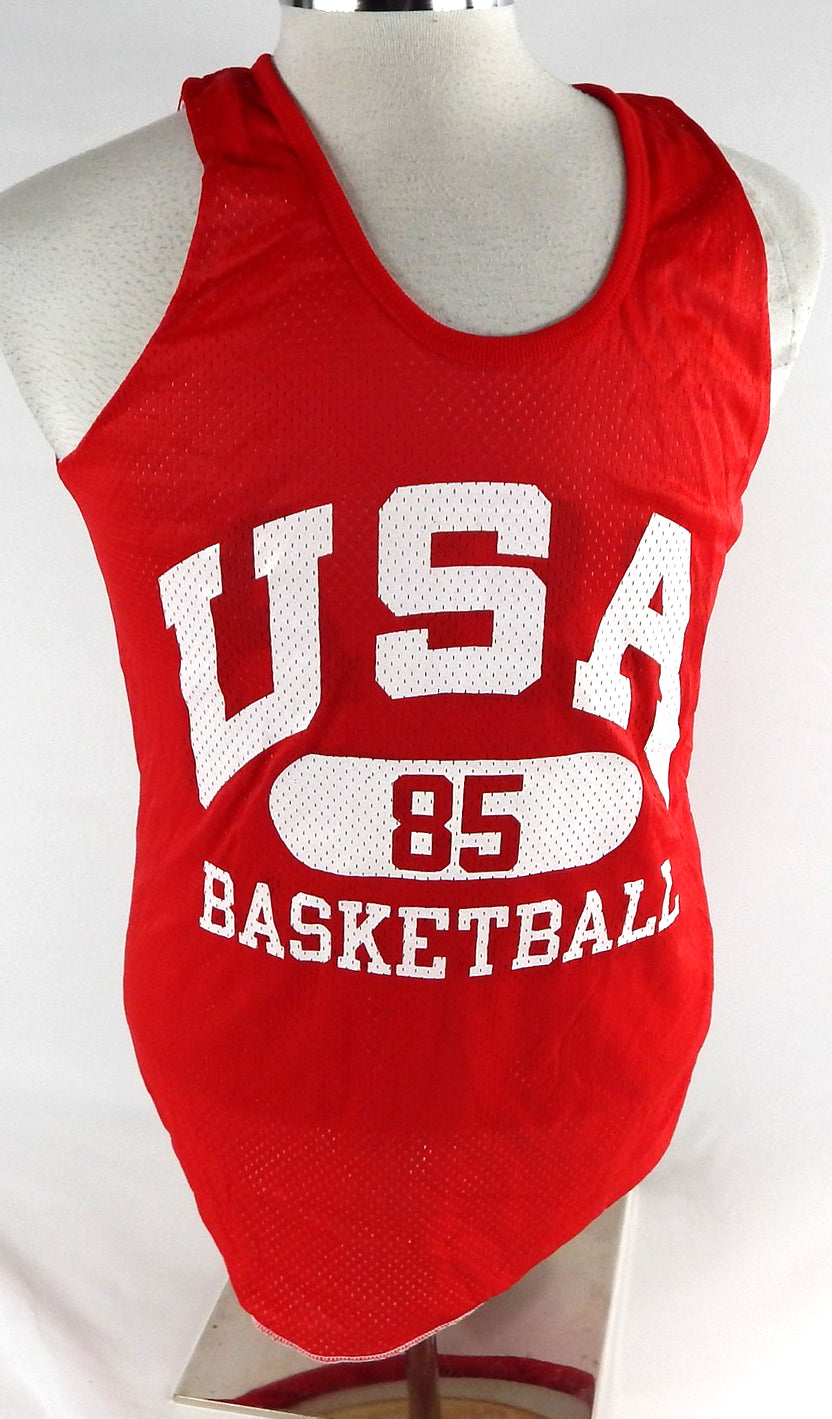 1990s Team USA Basketball #85 Game Issued Red Practice Jersey M 862 Pic2