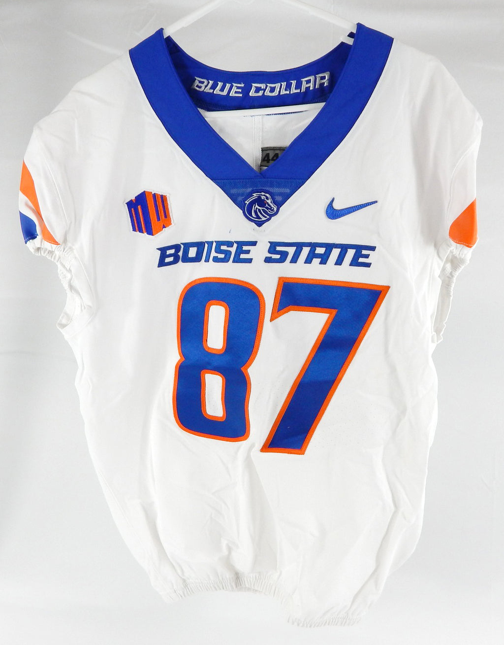 Boise State Broncos #87 Game Used White Jersey Football NP Rem 44 894