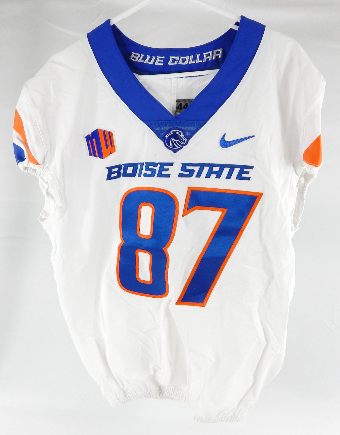 Boise State Broncos #87 Game Used White Jersey Football NP Rem 44 894