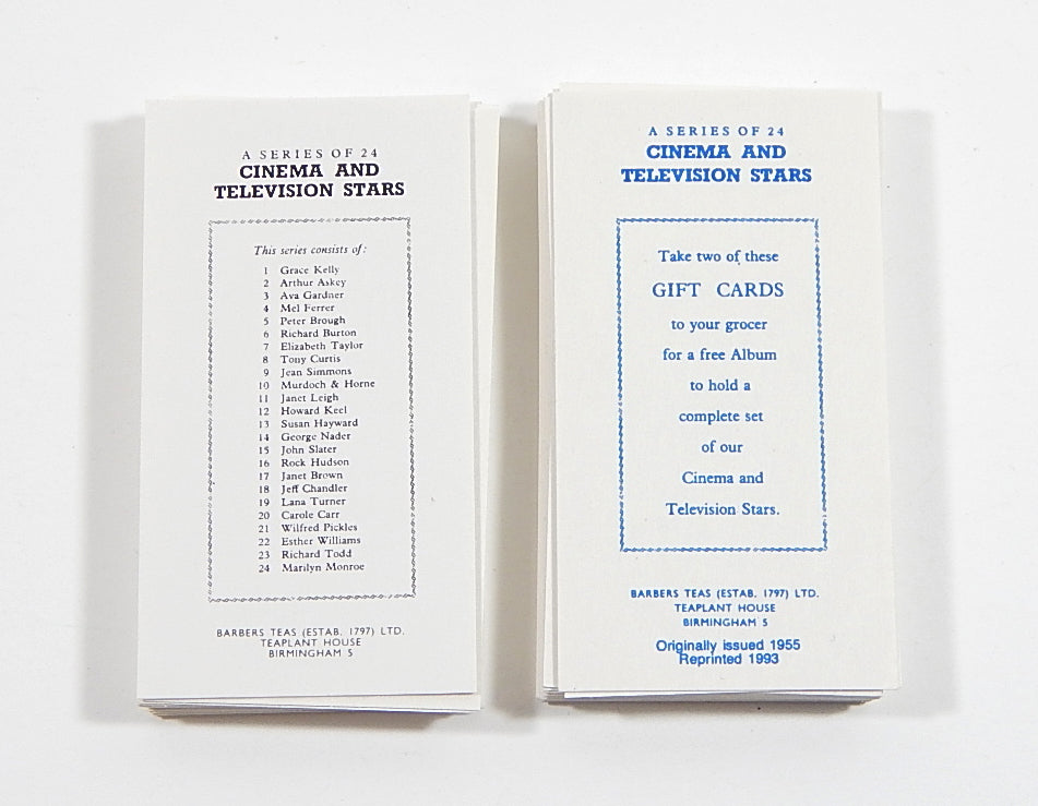 Lot of (2) 1993 Barbers Cinema and Television Stars 1955 Reprint Sets (24) Pic2