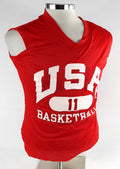 1990s Team USA Basketball #11 Game Issued Red Practice Jersey M 865