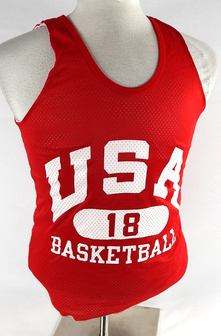 1990s Team USA Basketball #18 Game Issued Red Practice Jersey S 866