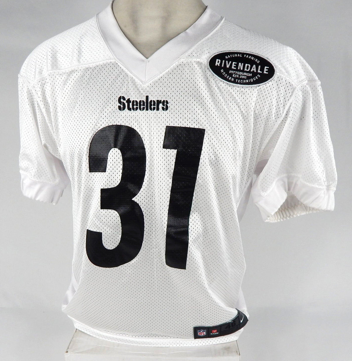 2018 Pittsburgh Steelers Nat Berhe #31 Game Issued White Practice Jersey Rivendale Patch 46 DP66898