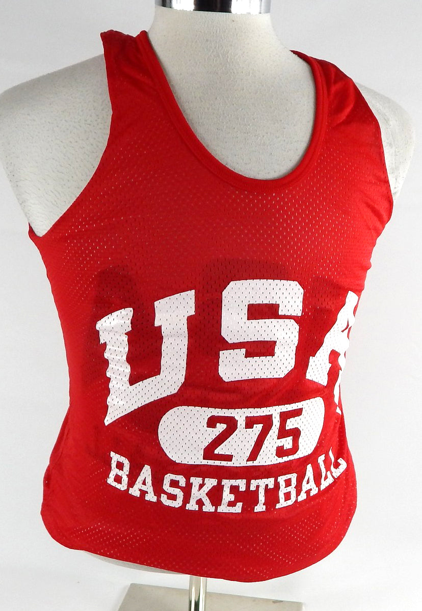 1990s Team USA Basketball #275 Game Issued Red Practice Jersey S 872