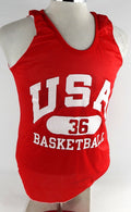1990s Team USA Basketball #36 Game Issued Red Practice Jersey M 873