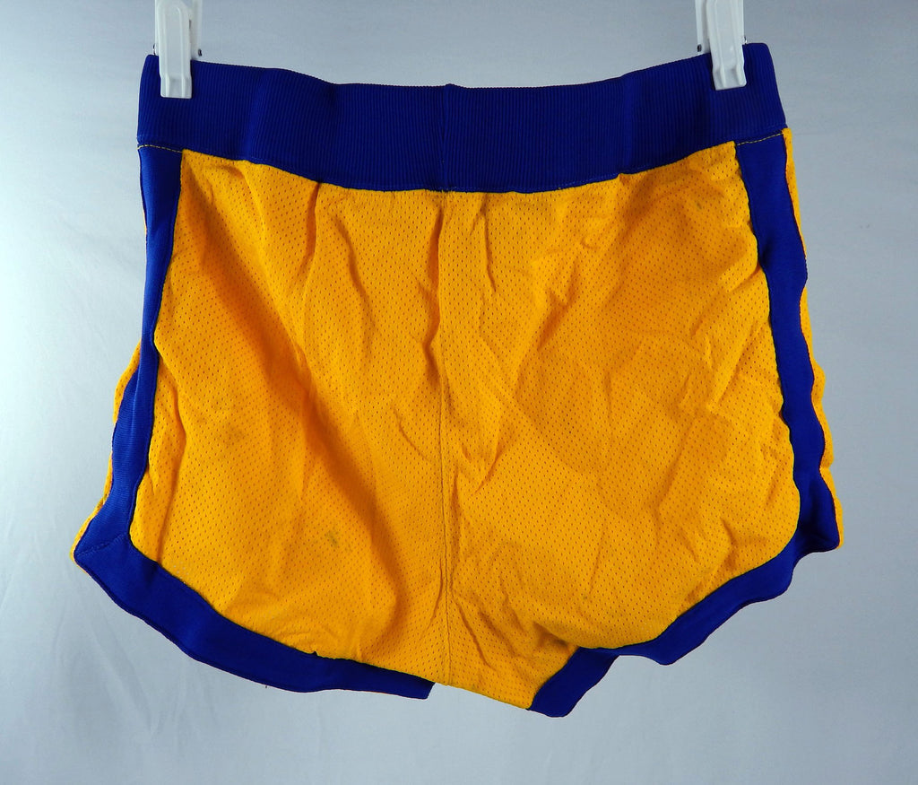 1980s Golden State Warriors #44 Game Used Yellow Shorts 38 345 Pic2