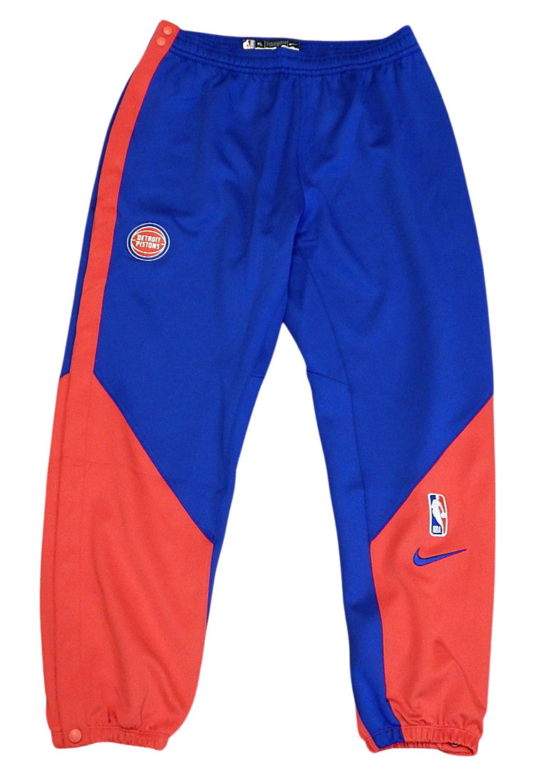 Detroit Pistons Retro Logo Nike Dri-Fit Team Issued Warm Up Pants Blue Medium