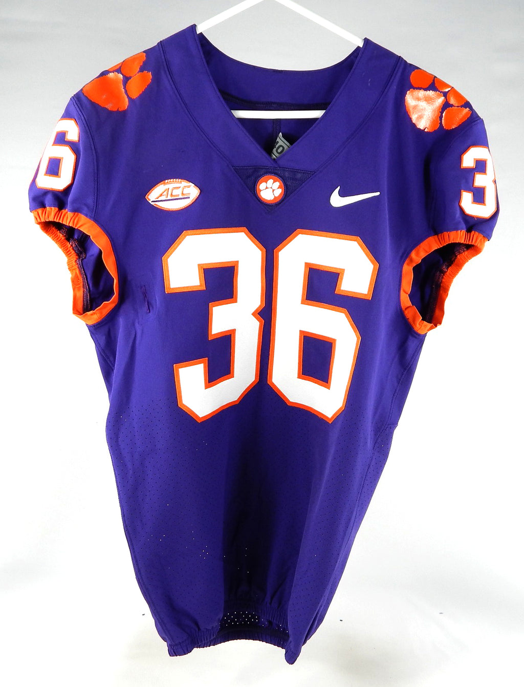2018-22 Clemson Tigers #36 Game Used Purple Jersey NP Rem 40 658