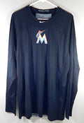 Miami Marlins Fishscale Nike Pro Team Issued LS Athletic Shirt Black New XXL
