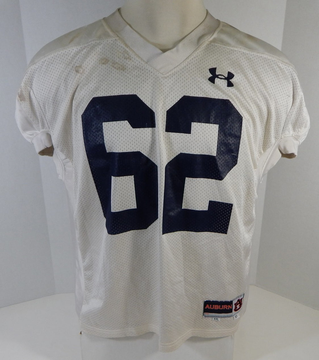 2007 Auburn Tigers #62 Game Used White Football Practice Jersey XXL DP11235
