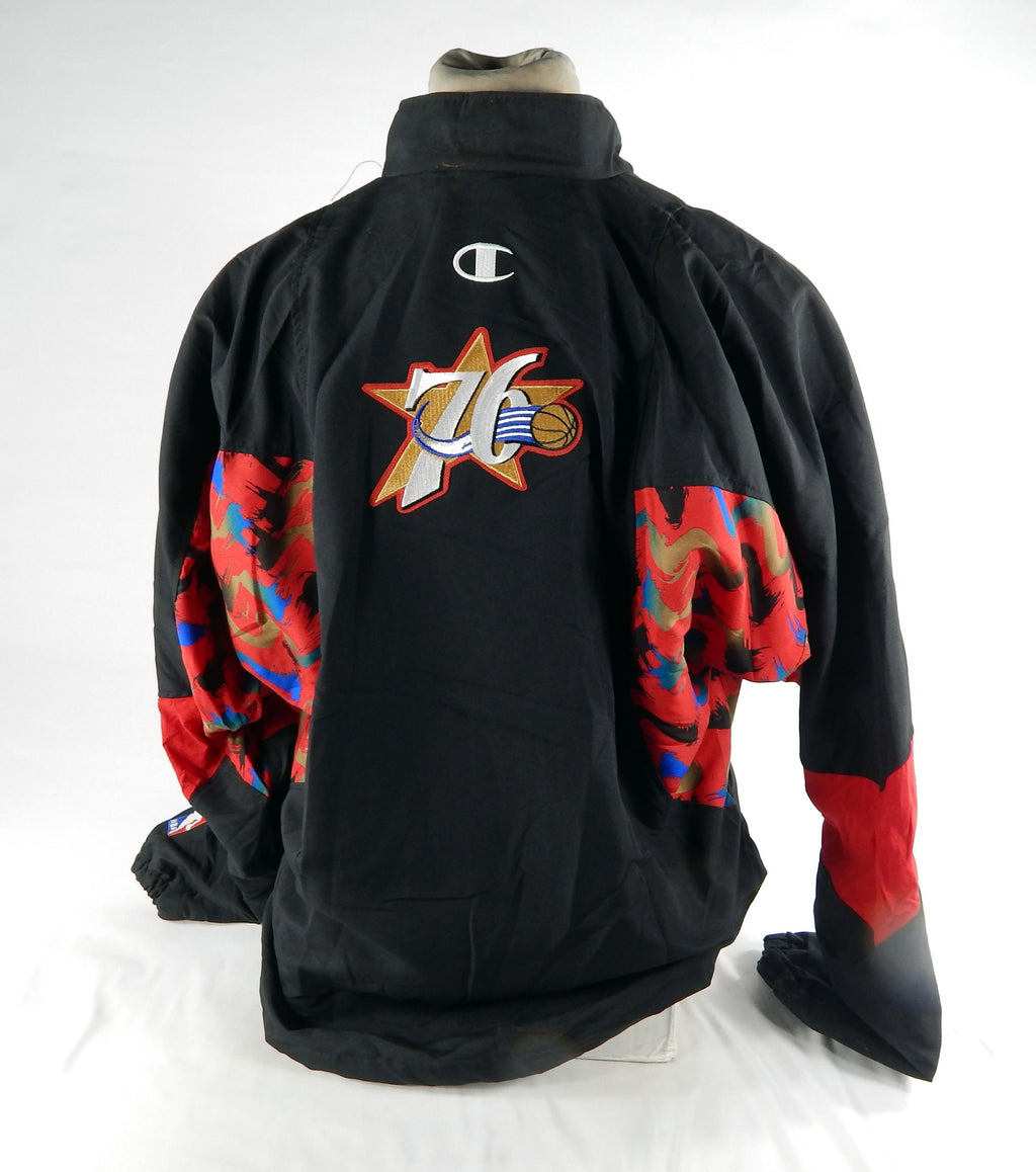 1997-98 Philadelphia 76ers GameIssued Black Warm Up Jacket 46 DP72088 Pic2