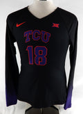 2023 Texas Christian TCU Frogs #18 Game Used Black Jersey Volleyball M 087