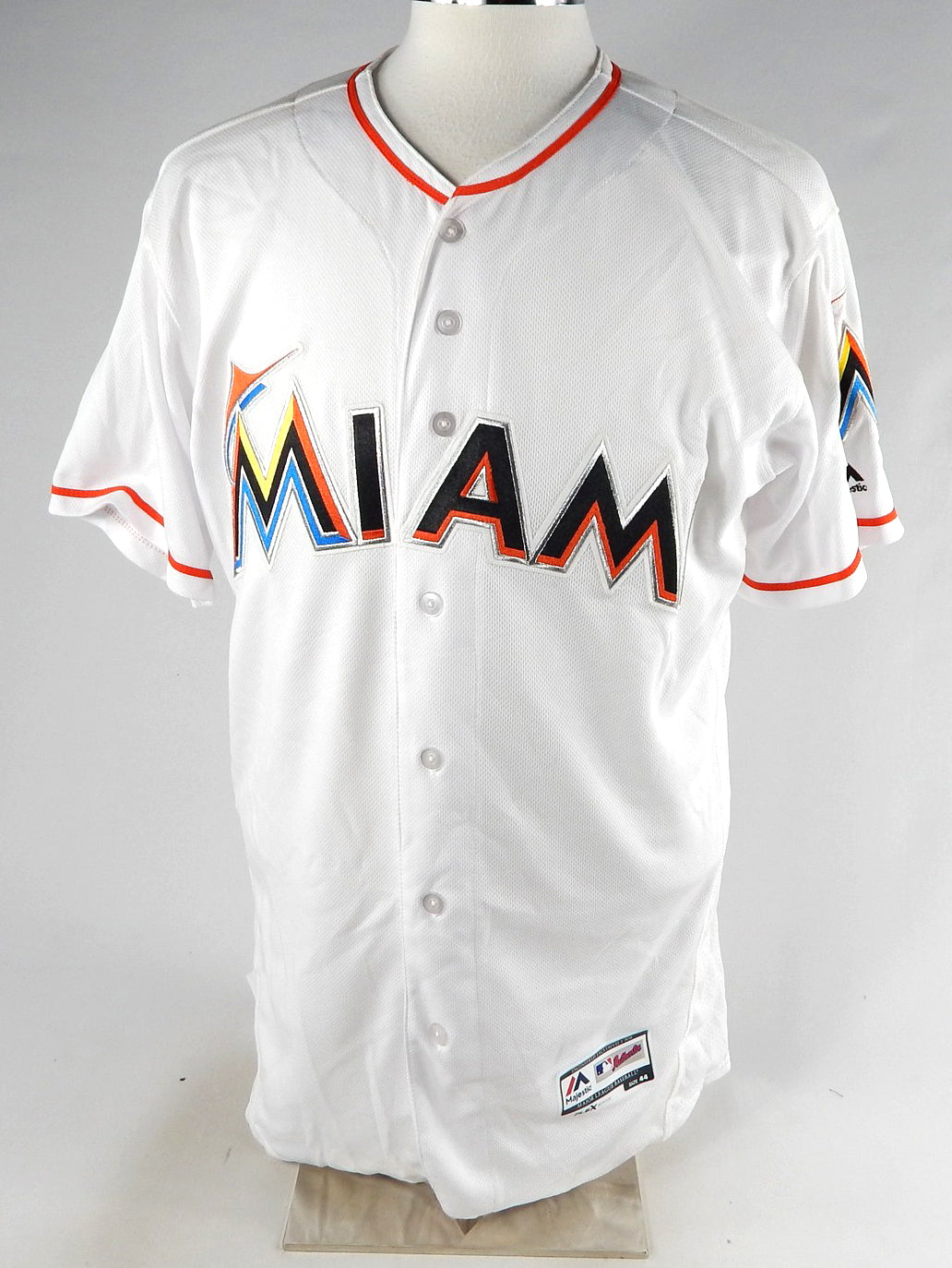 Miami Marlins Blank Game Issued White Jersey 44 336