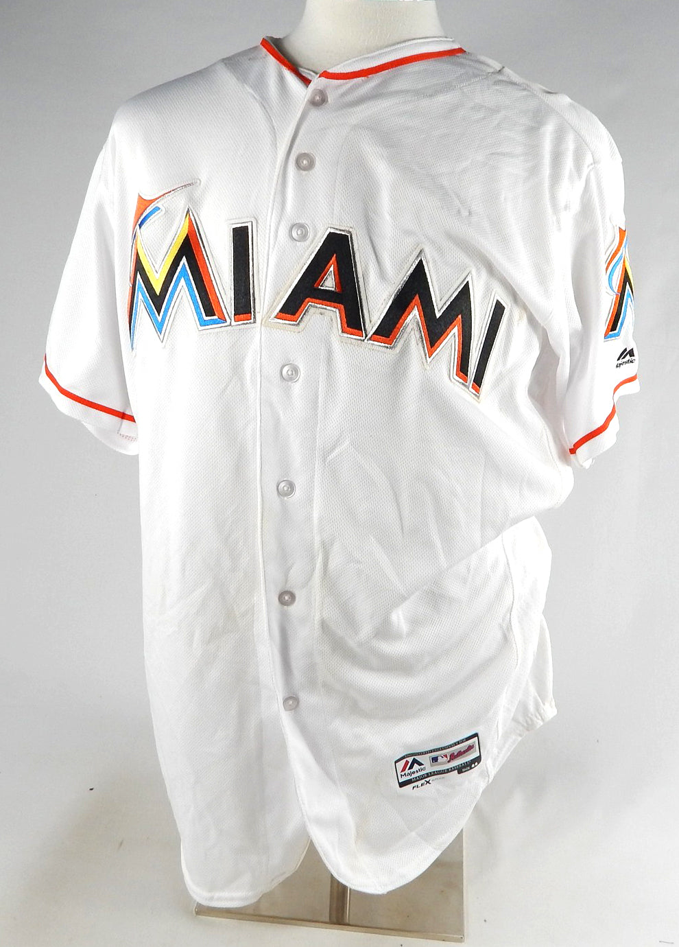 Miami Marlins Blank Game Issued White Jersey 44 338