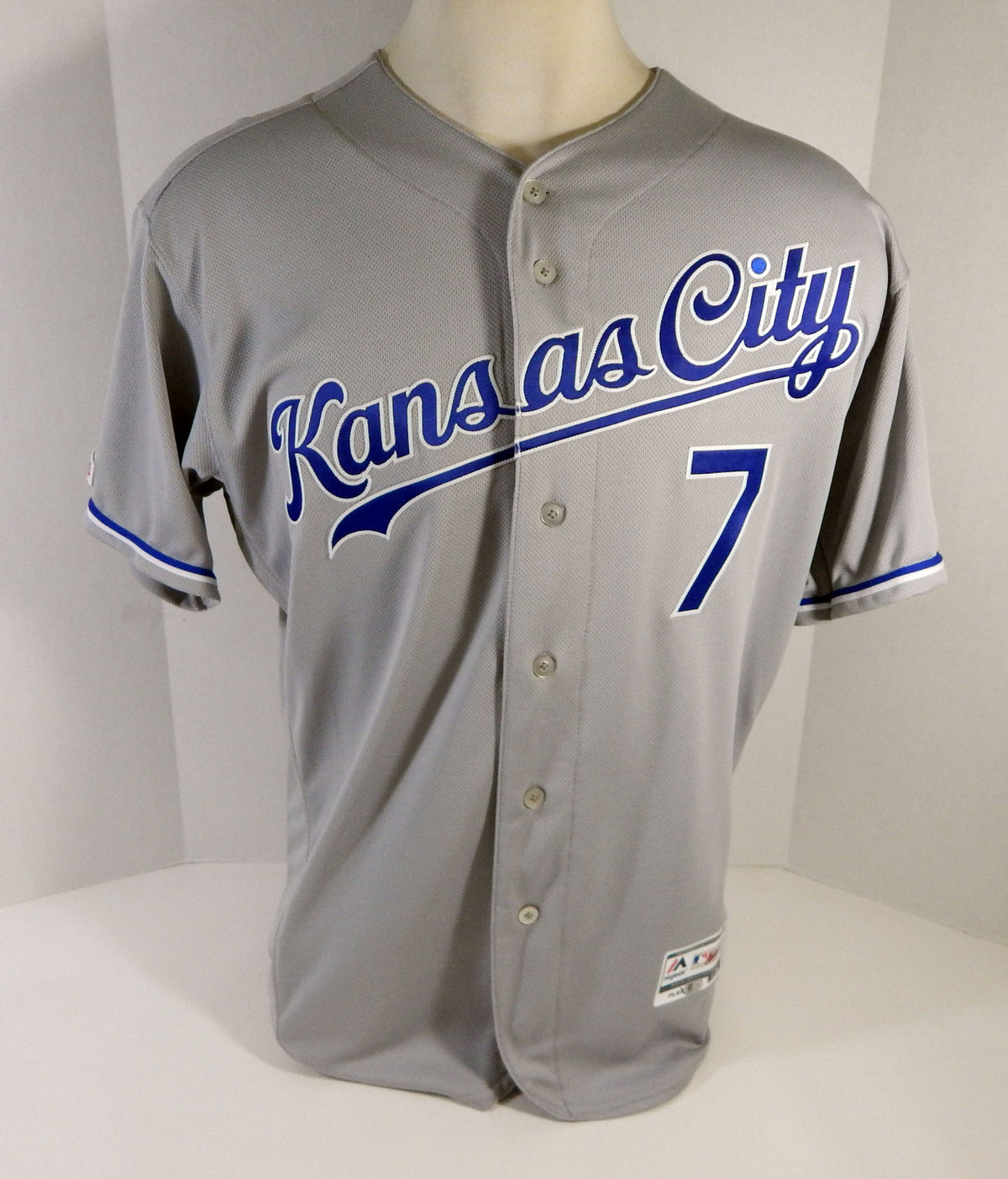 2019 Kansas City Royals Pedro Grifol #7 Game Issued Grey Jersey 150 Patch 48 66 Pic2
