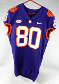 2018-22 Clemson Tigers #80 Game Issued Purple Jersey Name Plate Removed 42 77667