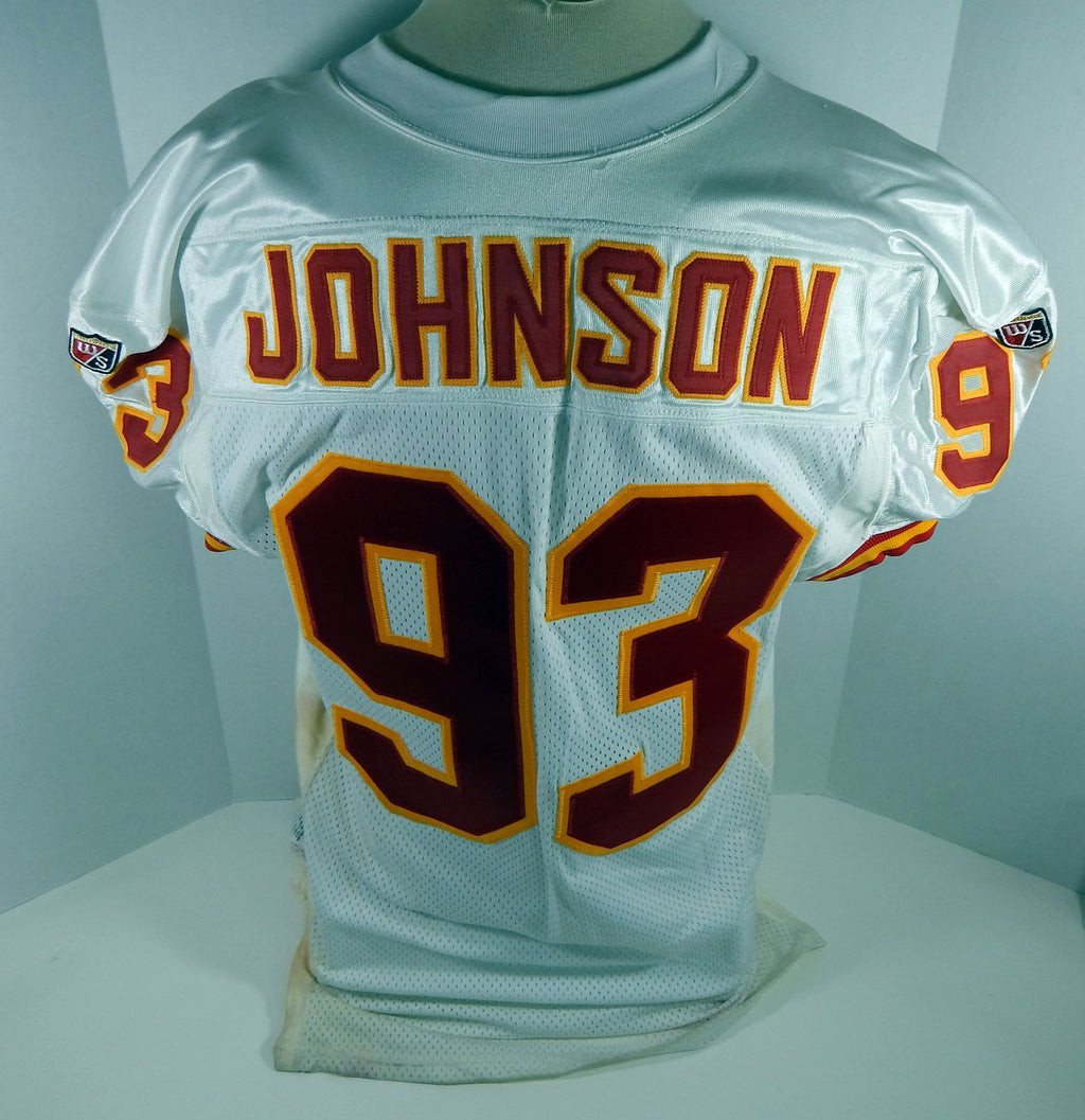 1995 Kansas City Chiefs Johnson #93 Game Issued White Jersey 46 DP16393
