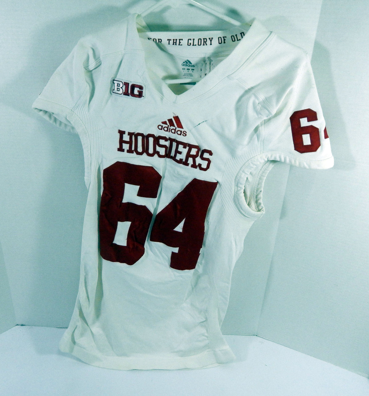 Indiana Hoosiers #64 Game Used White Jersey Name Plate Removed L DP64592