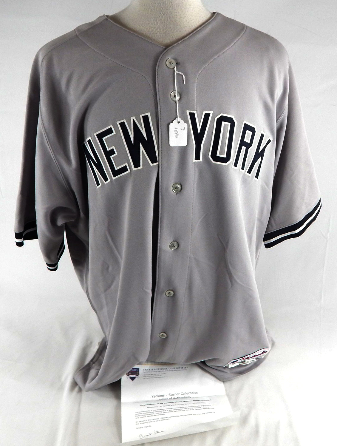2011 New York Yankees Russell Martin #55 Game Issued Grey Jersey 50 135