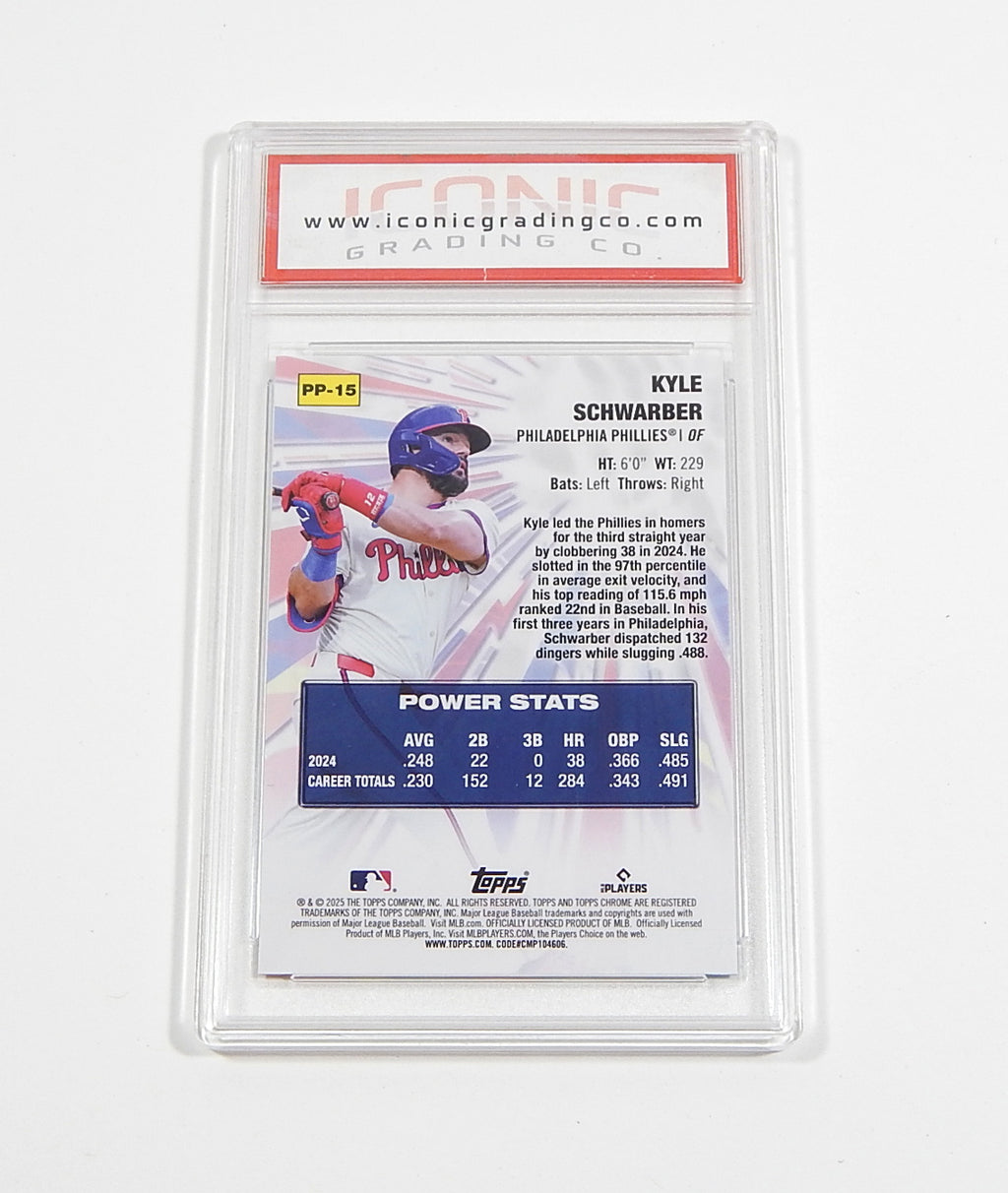 2025 Topps Chrome Power Players Kyle Schwarber #PP-15 IGC 10 Pic2
