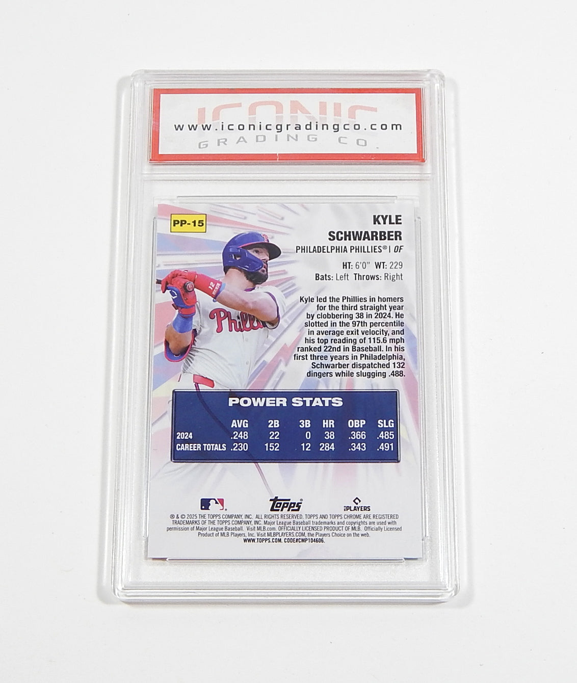 2025 Topps Chrome Power Players Kyle Schwarber #PP-15 IGC 10 Pic2