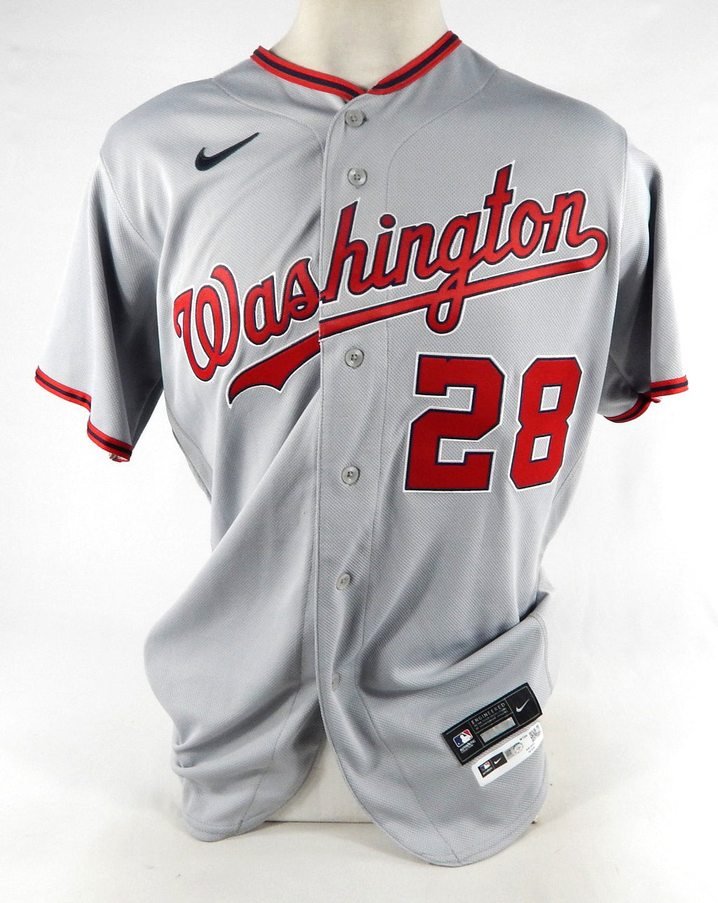 2021 Washington Nationals Jonathan Lucroy #28 Game Issued Grey Jersey 44 977 Pic2
