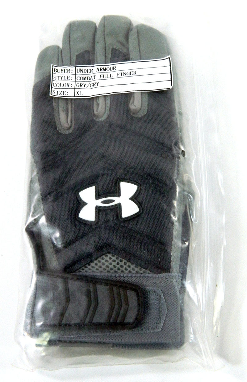 New Under Armor UA Combat Full Finger Gray/Gray Receiver Gloves Size XL