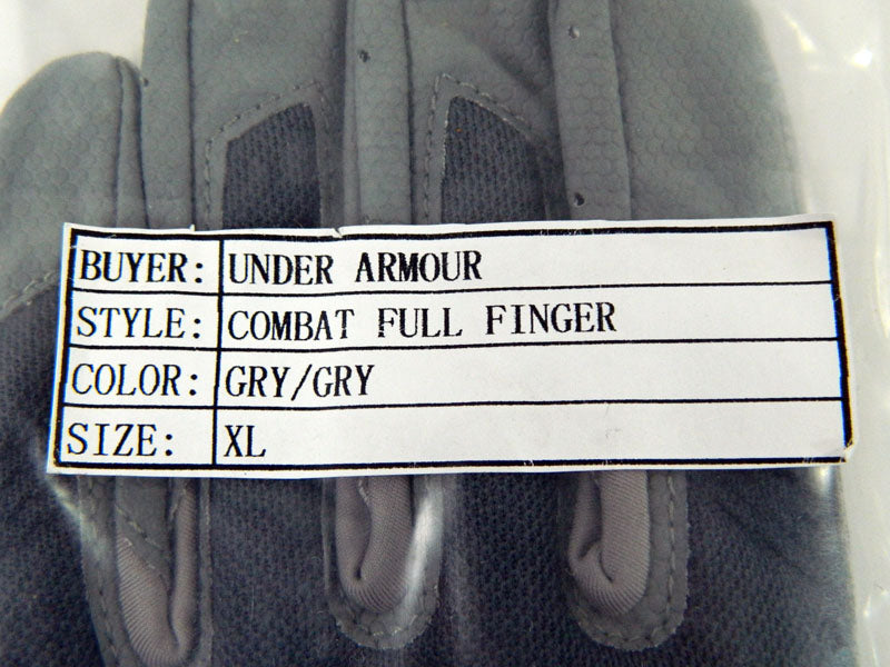 New Under Armor UA Combat Full Finger Gray/Gray Receiver Gloves Size XL Pic2