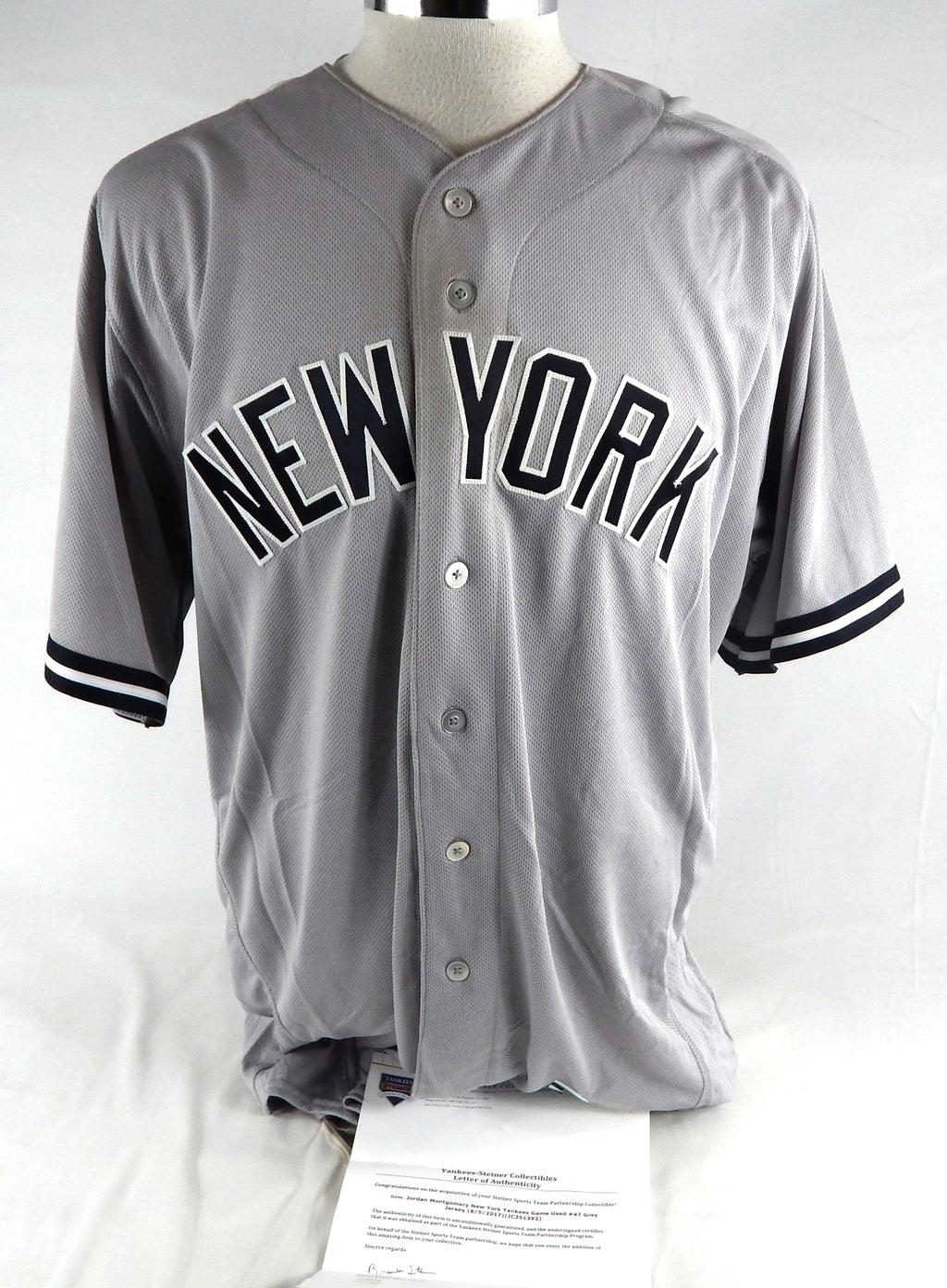 2017 New York Yankees Jordan Montgomery #47 Game Used Grey Jersey 7 Ks 48 141