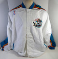 1997-98 Detroit Pistons Game Issued White Warm Up Jacket 3XL Button Broken 178
