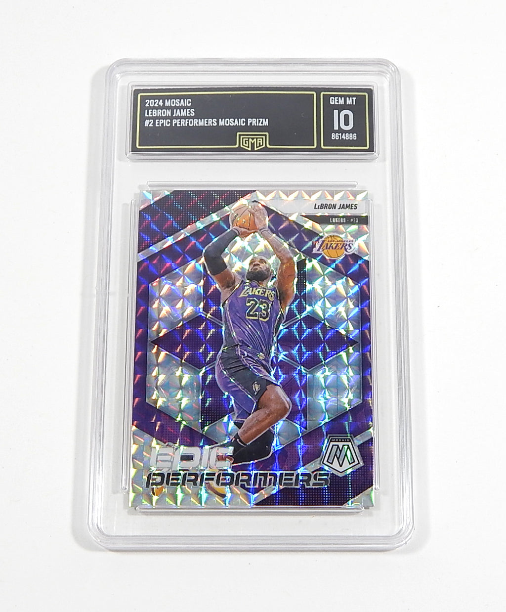 2024-25 Panini Mosaic Epic Performers Mosaic Prizm LeBron James #2 GMA 10