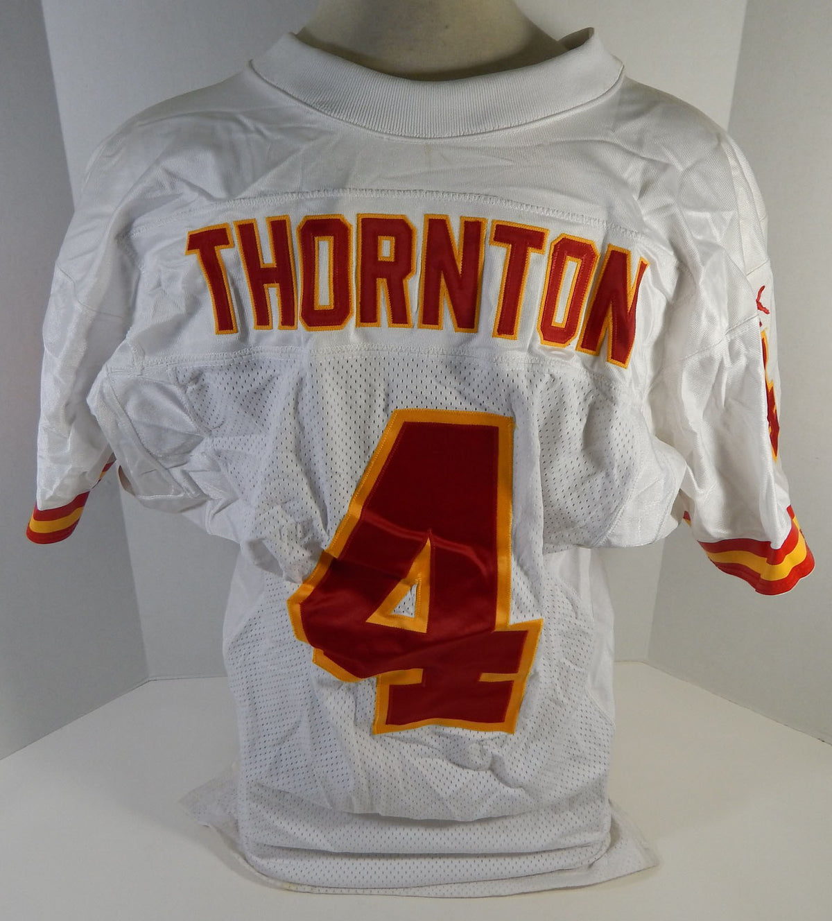1999 Kansas City Chiefs Thornton #4 Game Issued White Jersey 44 DP16401