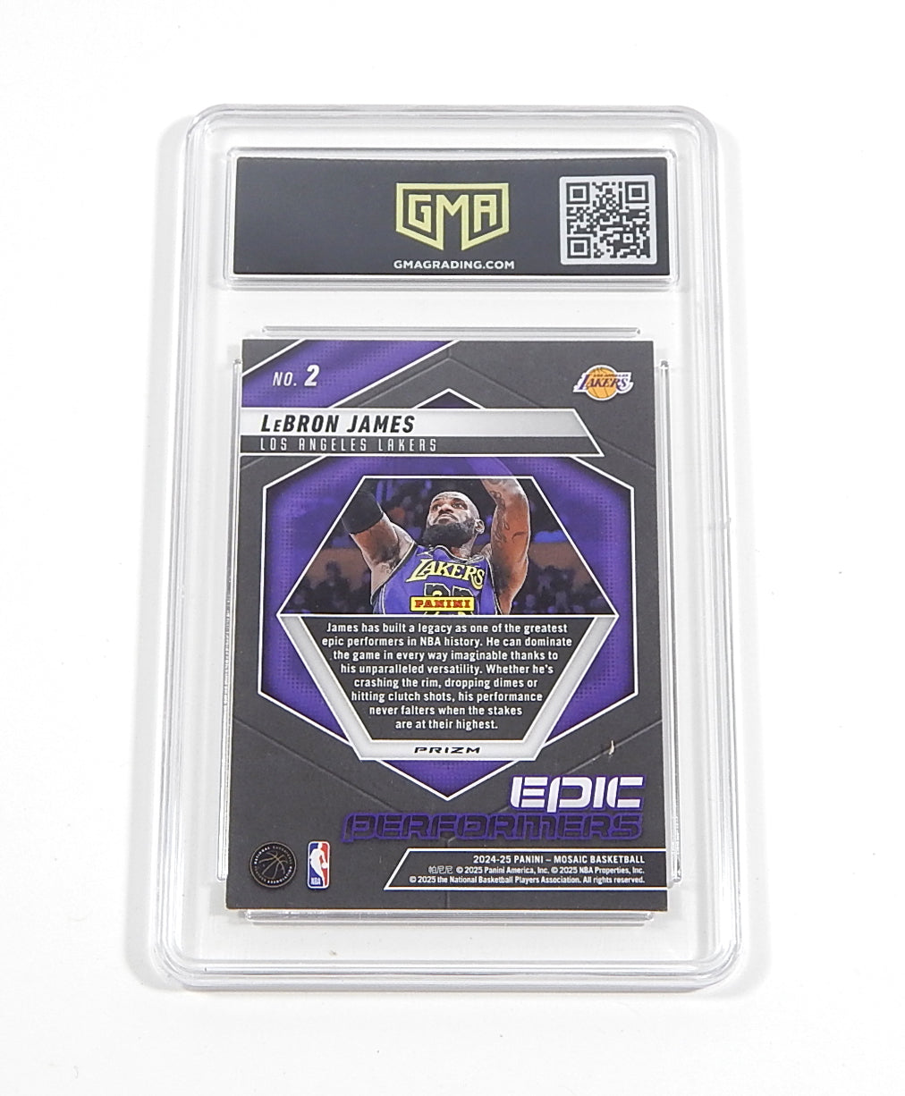 2024-25 Panini Mosaic Epic Performers Mosaic Prizm LeBron James #2 GMA 10 Pic2