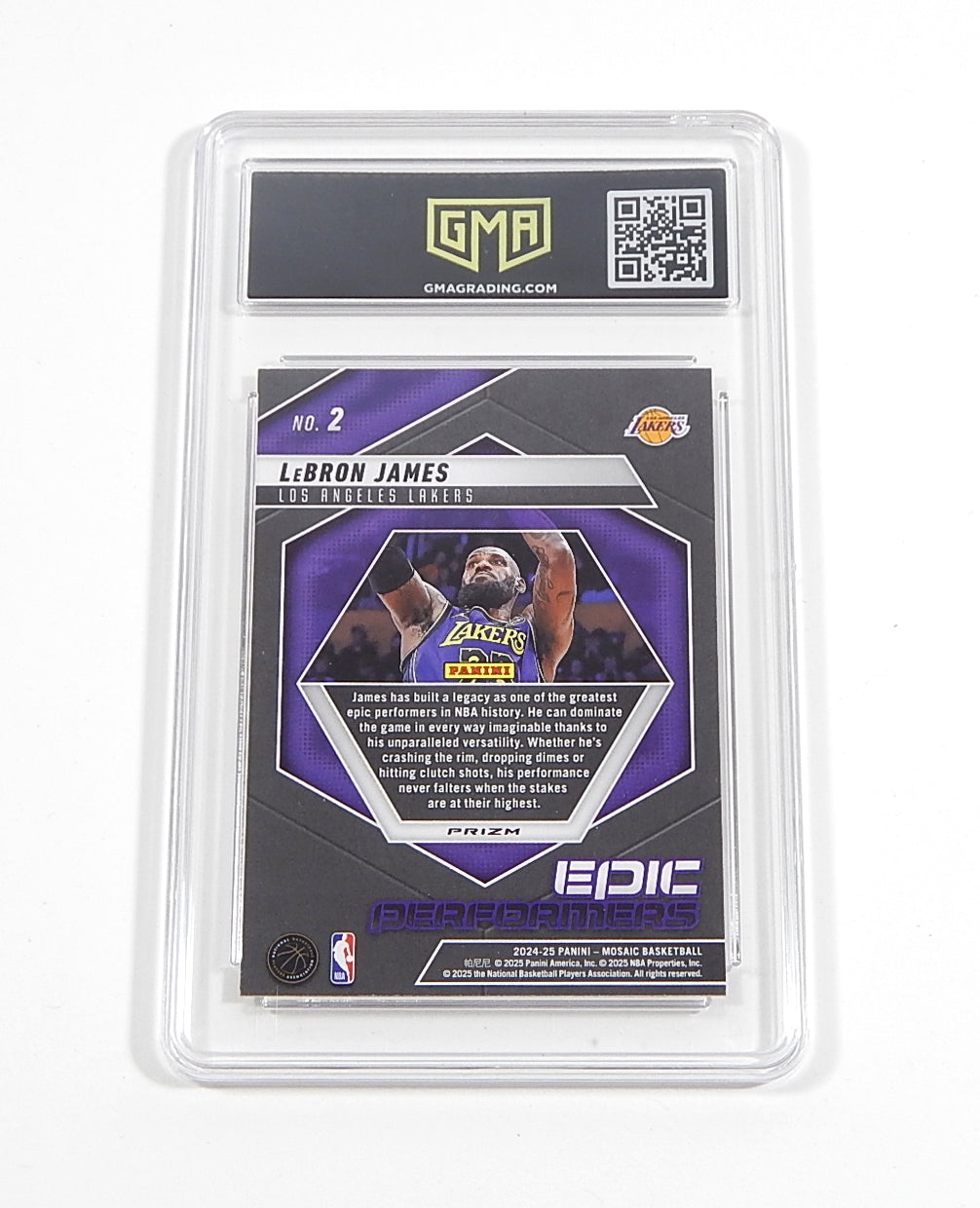 # 2024-25 Panini Mosaic Epic Performers Mosaic Prizm LeBron James #2 GMA 10 Pic2