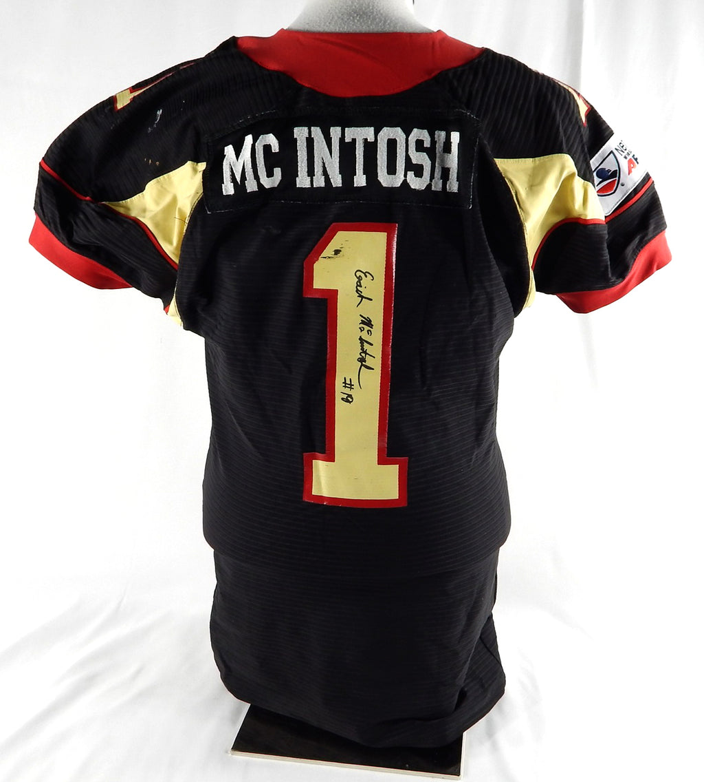 2013 Iowa Barnstormers Eric McIntosh #1 Game Used Signed Black Jersey M 295 Pic2