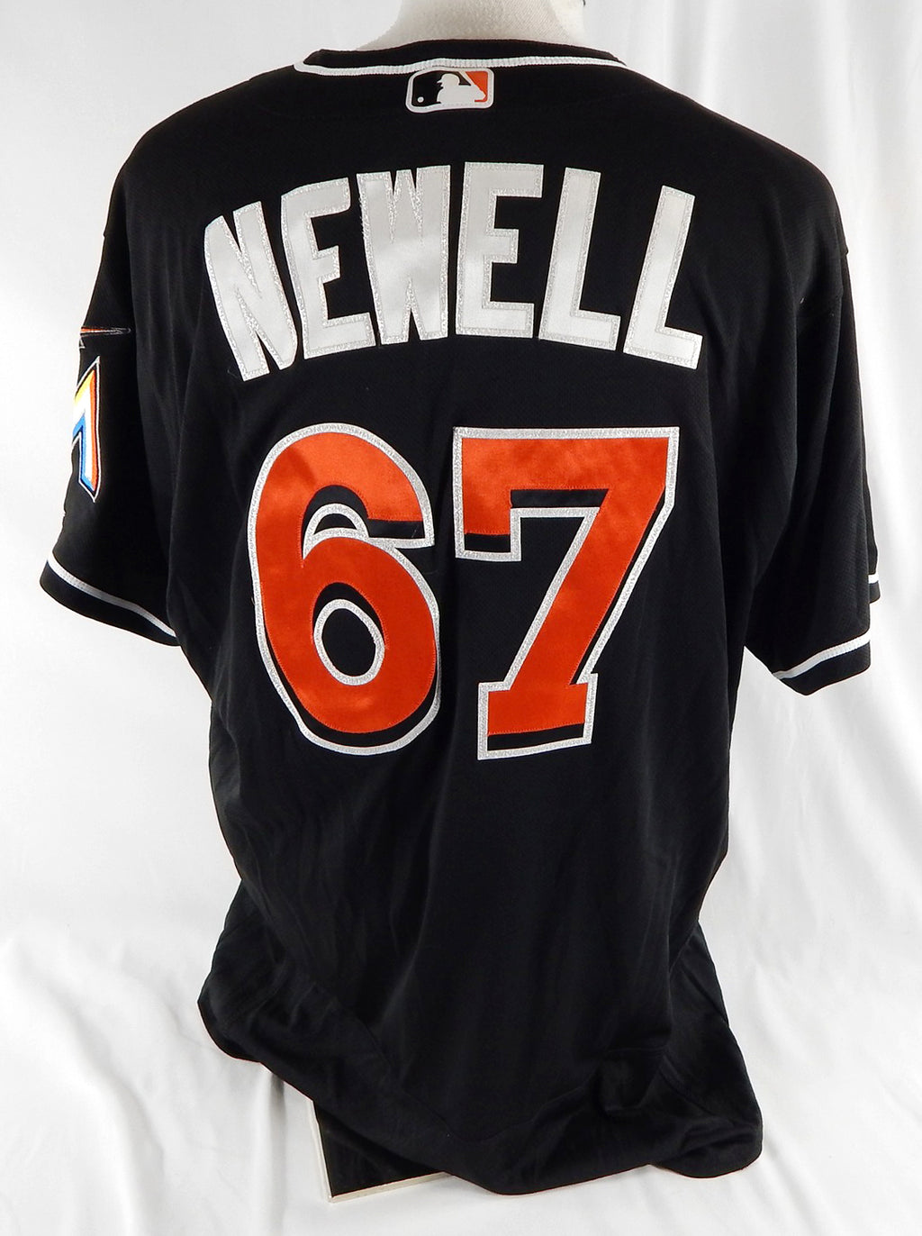 2012-18 Miami Marlins Ryan Newell #67 Game Used Black Jersey 48 968 Pic2