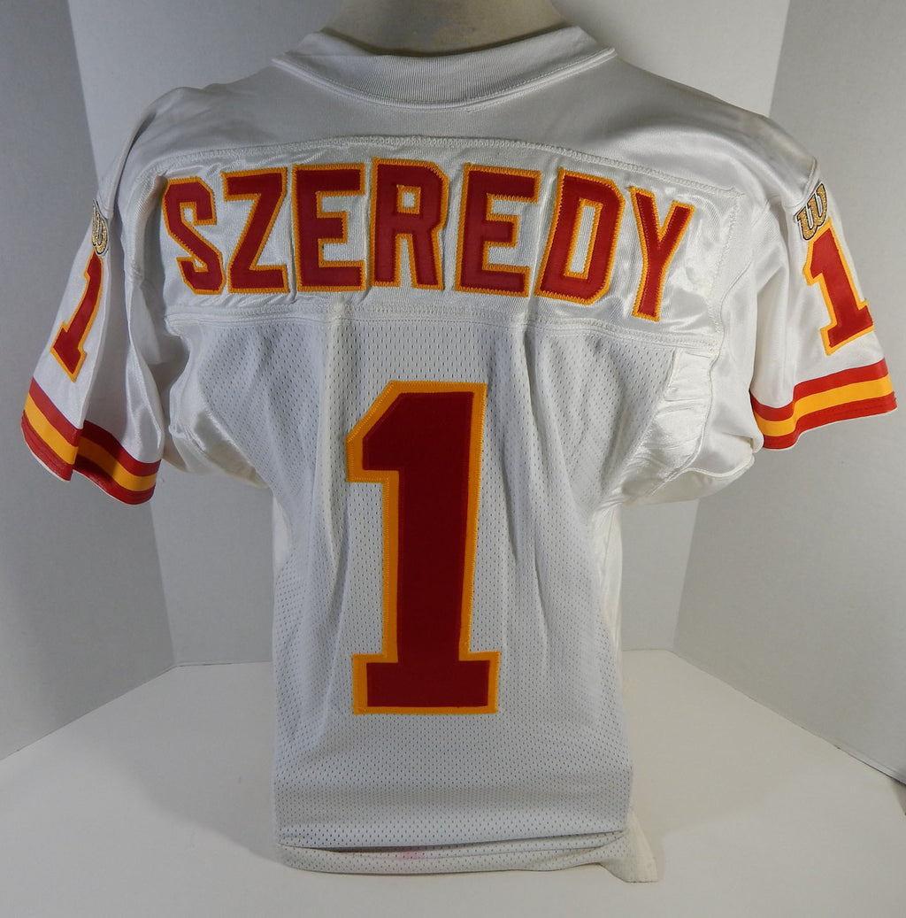 1996 Kansas City Chiefs Scott Szeredy #1 Game Issued White Jersey 40 DP16405