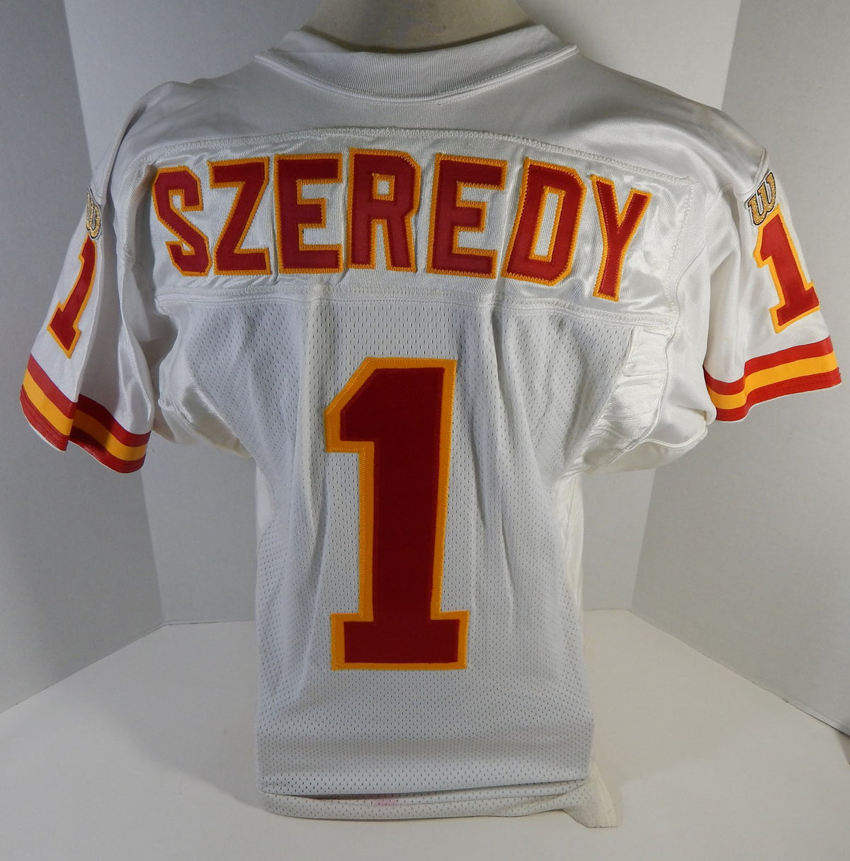 1996 Kansas City Chiefs Scott Szeredy #1 Game Issued White Jersey 40 DP16405