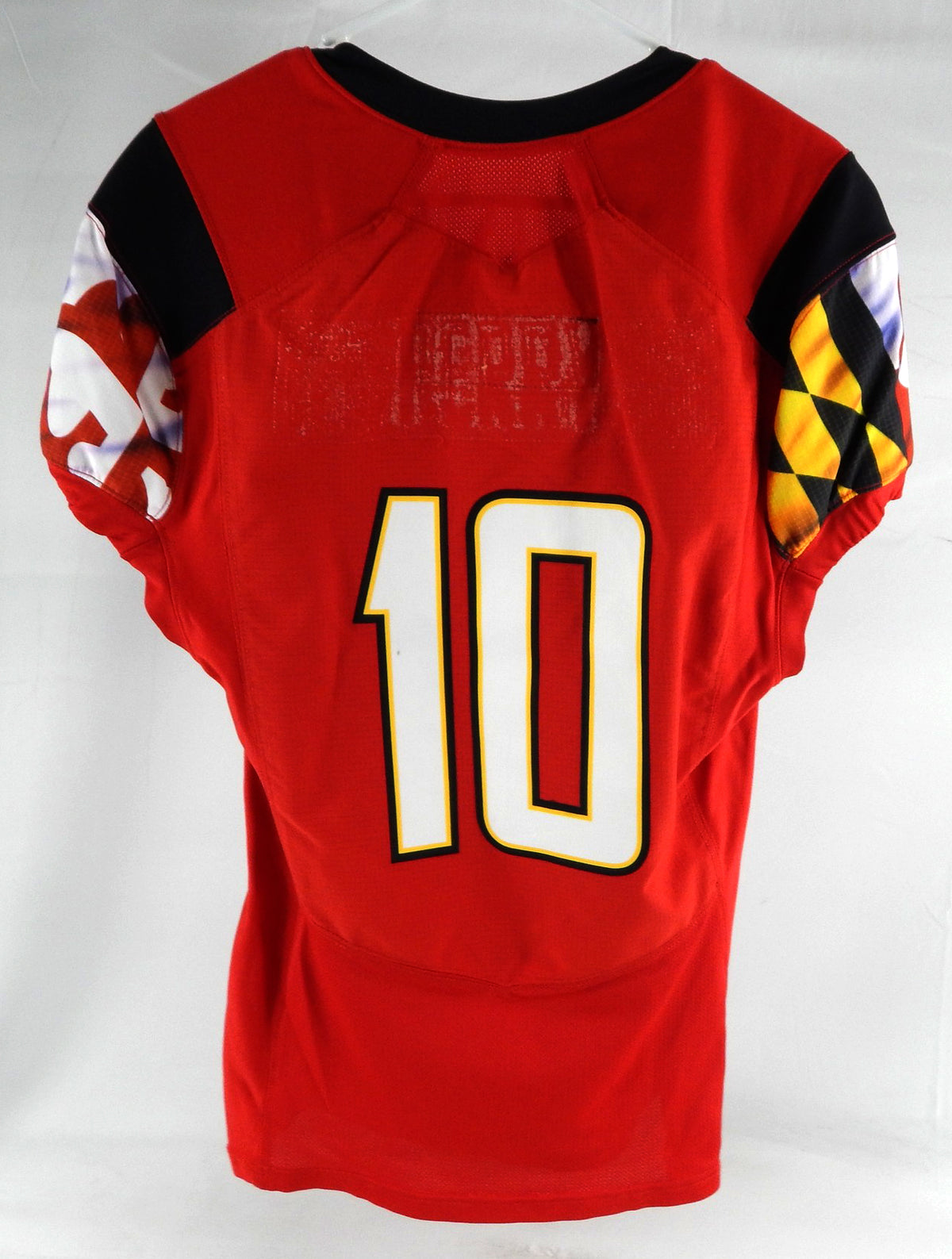 2013 Maryland Terrapins #10 Game Used Red Jersey Football NP Rem 42 104 Pic2