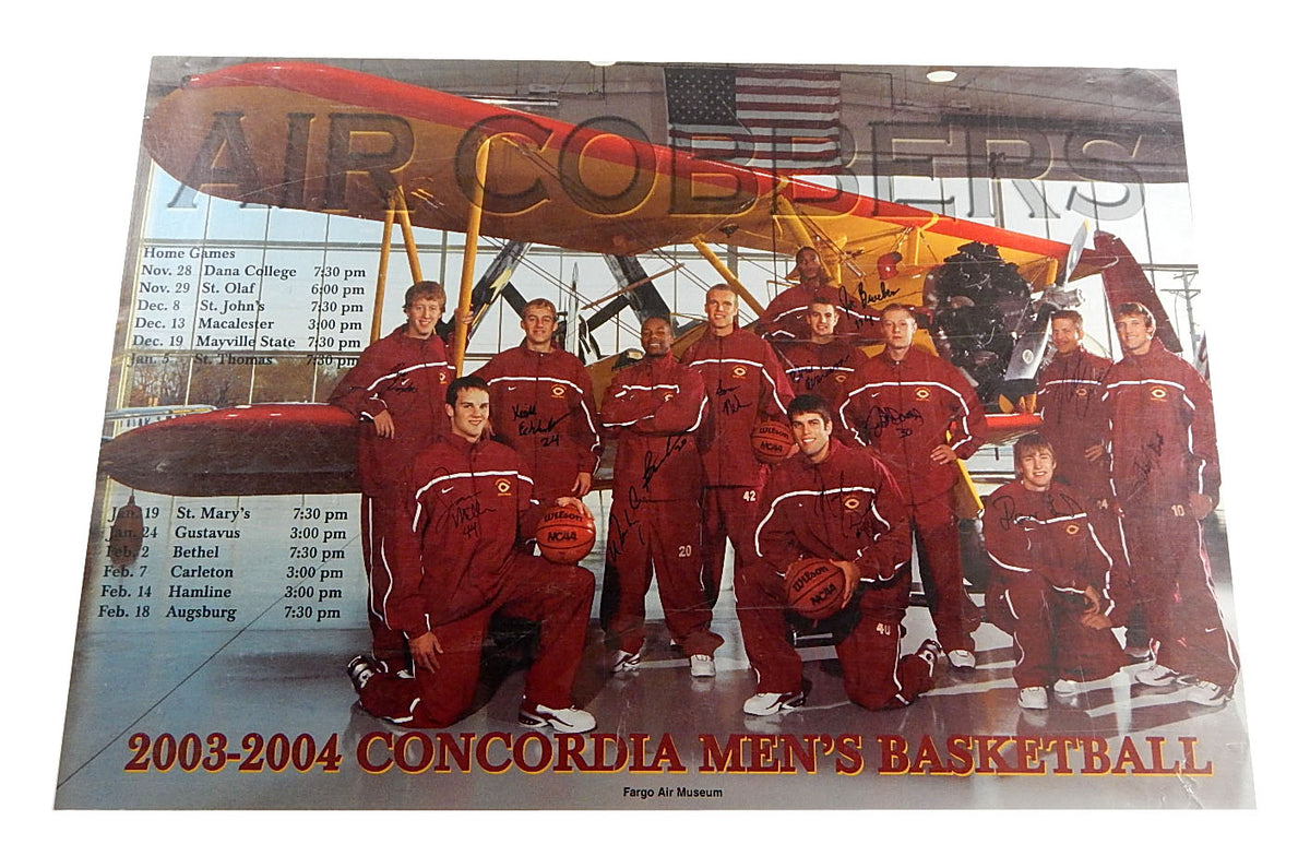 2003-04 Concordia Men's Basketball Team Signed Poster 12 Auto's