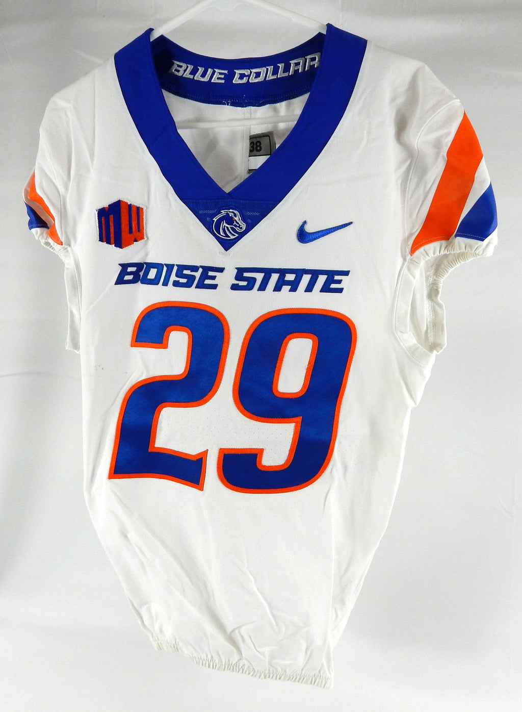 Boise State Broncos #29 Game Used White Jersey Football NP Rem 38 921