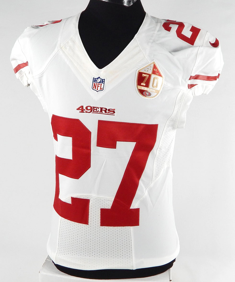 2016 San Francisco 49ers Keith Reaser #27 Game Used White Jersey 70 Patch 40 743